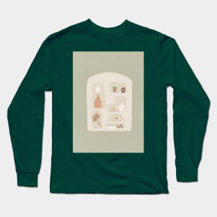 Cream shelf with green background Long Sleeve T-Shirt
